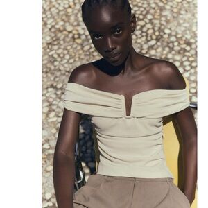 ZARA Elegant Cream Off-Shoulder Women's Top